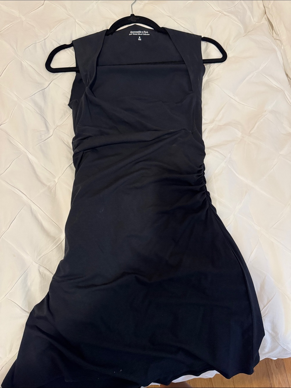 Abercrombie & Fitch Black Sleeveless Ruched Bodycon Dress